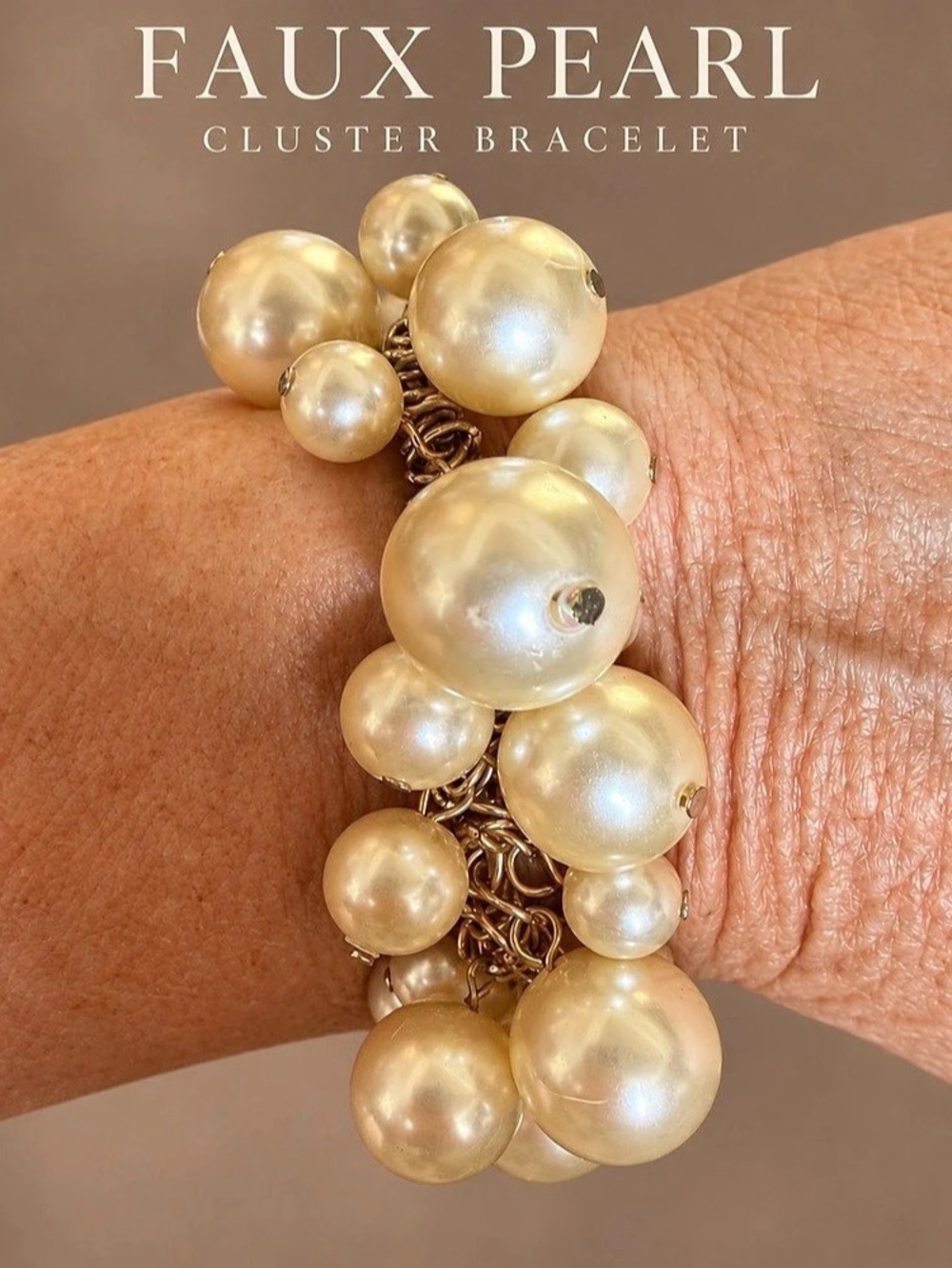 Faux Pearl chunky Cluster Statement Bracelet